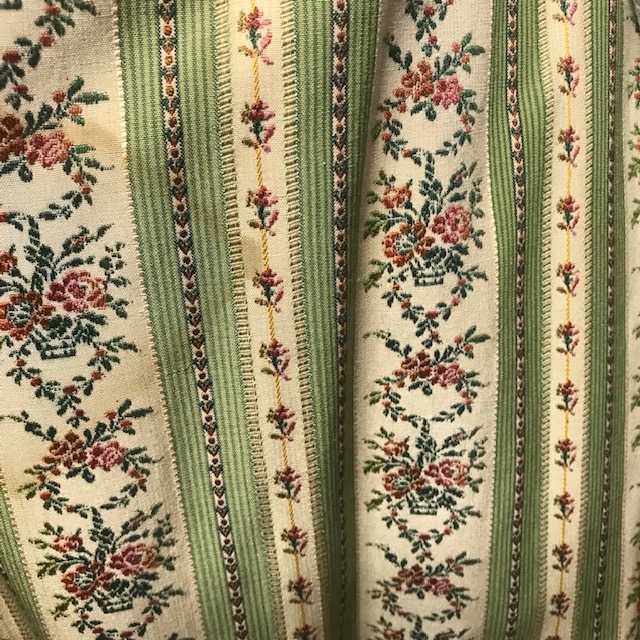 CURTAIN, Pair Green Floral Regency Stripe Pair